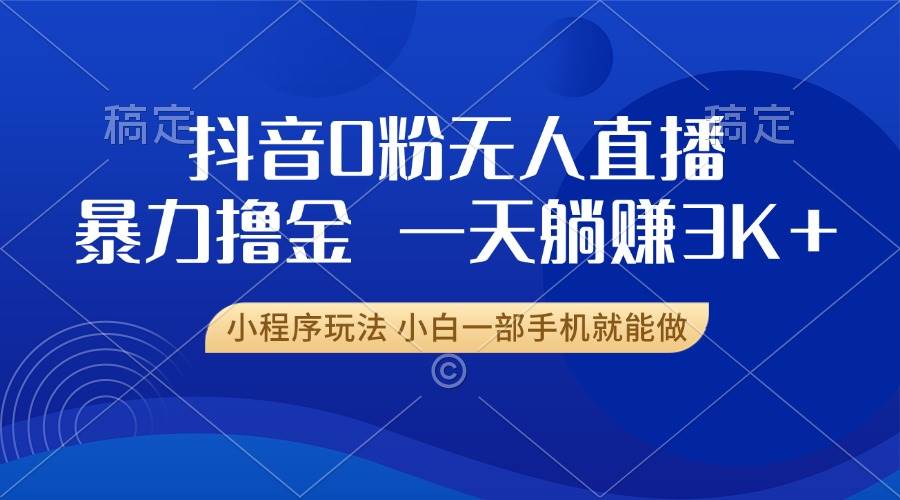 （13449期）抖音0粉无人直播暴力掘金，一天躺赚3K+，小白一部手机就能做|无忧资源社