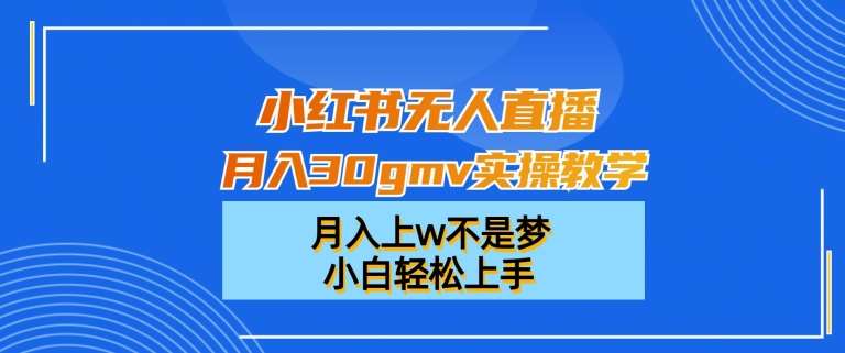 小红书无人直播月入30gmv实操教学，月入上w不是梦，小白轻松上手【揭秘】|无忧资源社