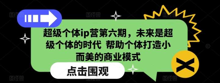 超级个体ip营第六期，未来是超级个体的时代  帮助个体打造小而美的商业模式|无忧资源社