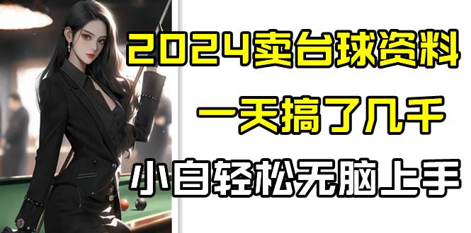 2024卖台球资料，一天搞了几千，小白轻松无脑上手|无忧资源社