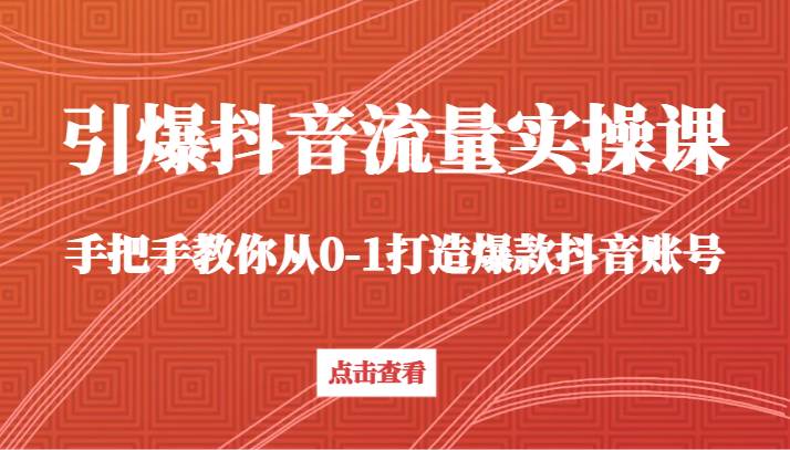 引爆抖音流量实操课，手把手教你从0-1打造爆款抖音账号（27节课）|无忧资源社