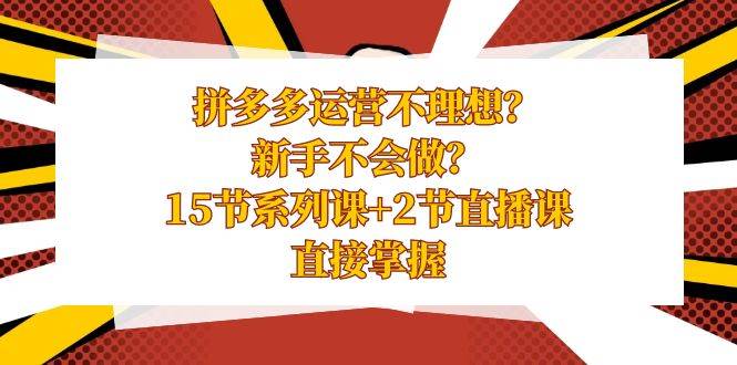 （8479期）拼多多运营不理想？新手不会做？15节系列课+2节直播课，直接掌握|无忧资源社