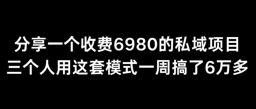 分享一个外面卖6980的私域项目三个人用这套模式一周搞了6万多【揭秘】|无忧资源社