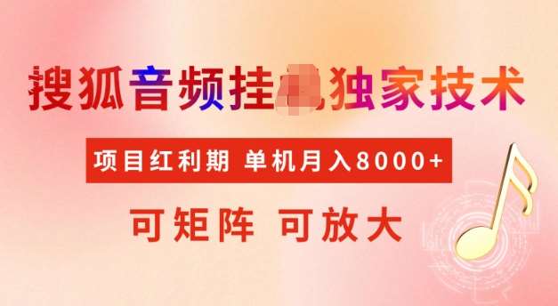 首发搜狐音频挂JI，项目红利期，可矩阵可放大，稳定月入5k【揭秘】|无忧资源社