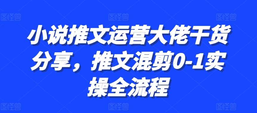 小说推文运营大佬干货分享，推文混剪0-1实操全流程|无忧资源社