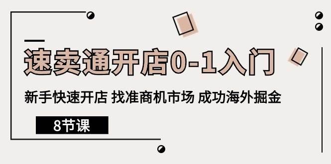 （10126期）速卖通开店0-1入门，新手快速开店 找准商机市场 成功海外掘金（8节课）|无忧资源社