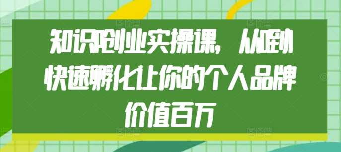 知识IP创业实操课，从0到1快速孵化让你的个人品牌价值百万|无忧资源社