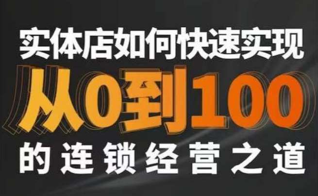 星哥·实体如何快速实现从0-100的连锁经营之道|无忧资源社
