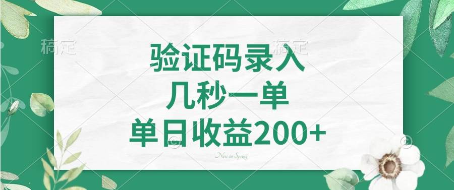 （14221期）验证码录入，几秒一单，单日收益200+|无忧资源社
