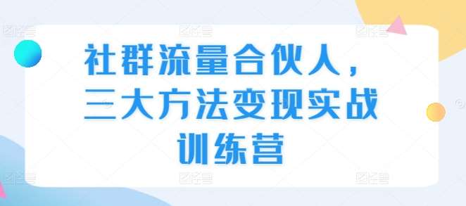 社群流量合伙人，三大方法变现实战训练营|无忧资源社