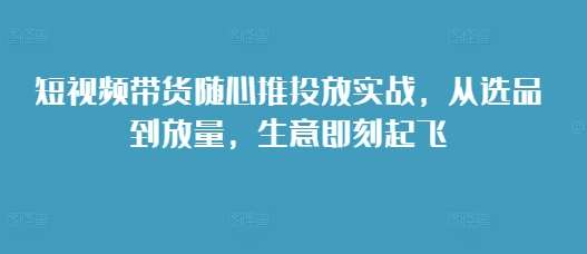 短视频带货随心推投放实战，从选品到放量，生意即刻起飞|无忧资源社