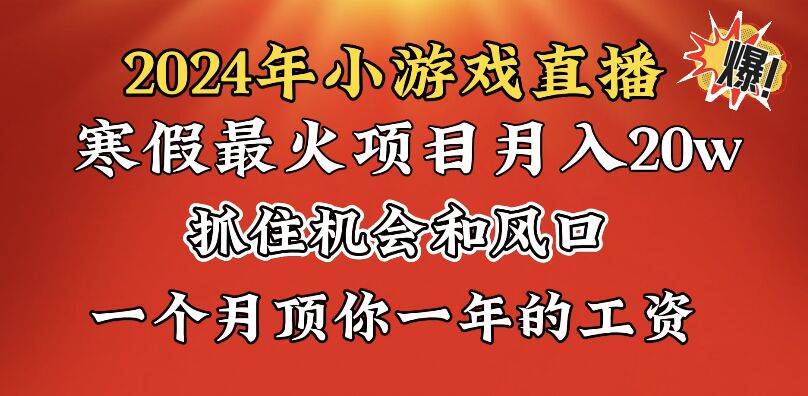 （8778期）2024年寒假爆火项目，小游戏直播月入20w+，学会了之后你将翻身|无忧资源社