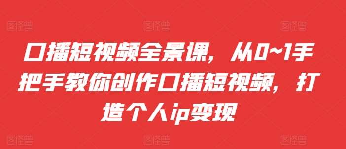 口播短视频全景课，​从0~1手把手教你创作口播短视频，打造个人ip变现|无忧资源社