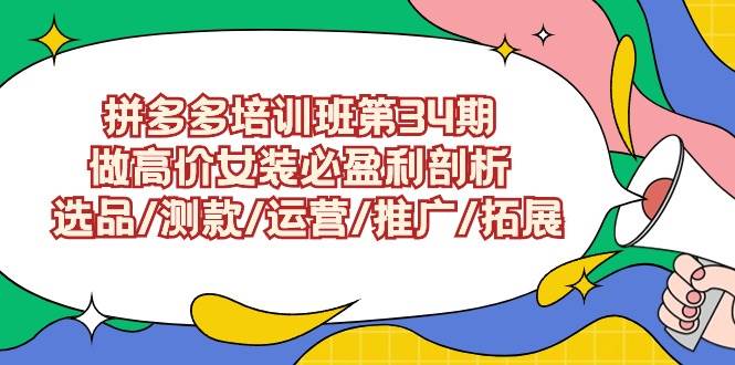 （9333期）拼多多培训班第34期：做高价女装必盈利剖析  选品/测款/运营/推广/拓展|无忧资源社