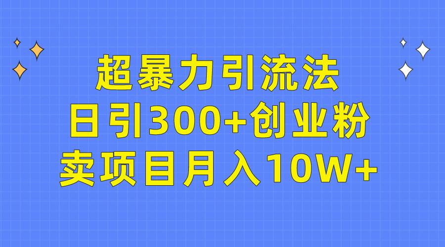 （9954期）超暴力引流法，日引300+创业粉，卖项目月入10W+|无忧资源社
