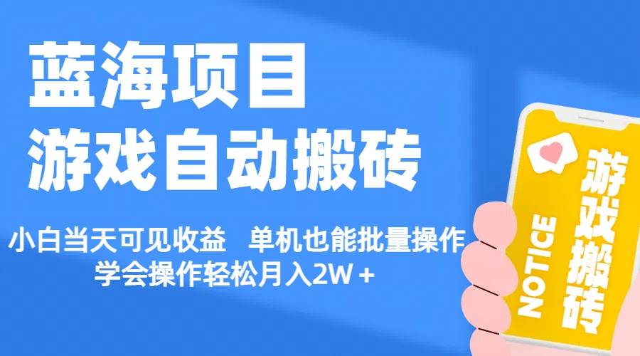 （11265期）【蓝海项目】游戏自动搬砖 小白当天可见收益 单机也能批量操作 学会操…|无忧资源社