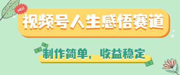 视频号人生感悟赛道，制作简单，收益稳定【揭秘】|无忧资源社