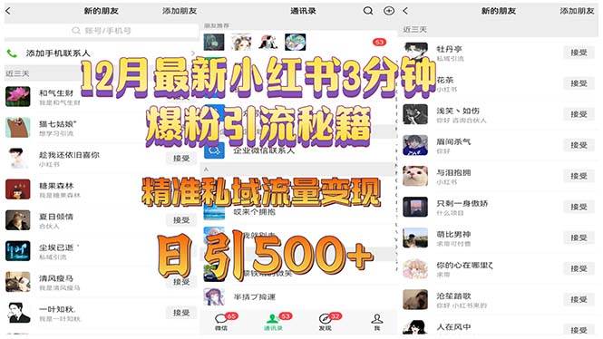 （13653期）12月最新小红书3分钟爆粉引流秘籍 精准私域流量变现 日引500+|无忧资源社