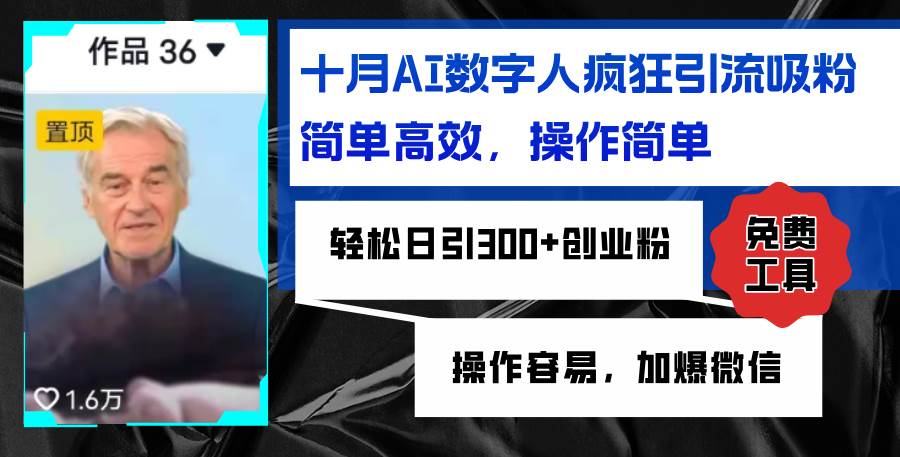 （12963期）AI数字人疯狂引流吸粉，简单高效，日引300+创业粉 ，操作容易，加爆微信|无忧资源社