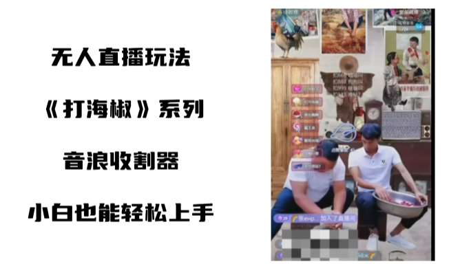 打海椒无人直播整蛊项目，小白轻松上手撸音浪收割器|无忧资源社