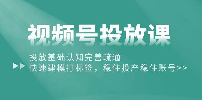 （10205期）视频号投放课：投放基础认知完善疏通，快速建模打标签，稳住投产稳住账号|无忧资源社