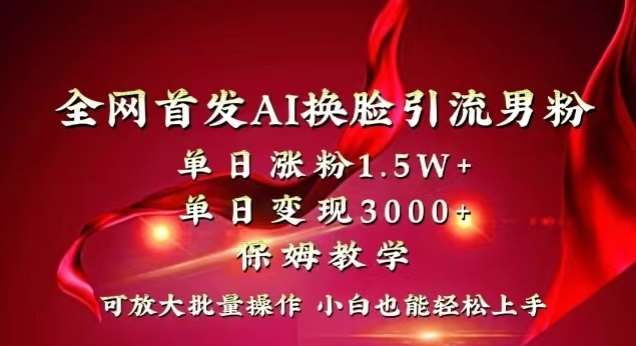 全网首发Ai换脸引流男粉，单日涨粉1.5w+，单日变现3000+，小白也能轻松上手拿结果【揭秘】|无忧资源社