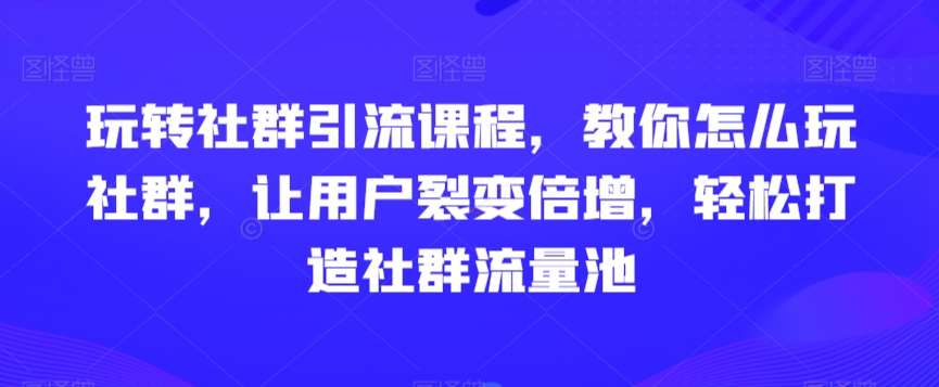 玩转社群引流课程，教你怎么玩社群，让用户裂变倍增，轻松打造社群流量池|无忧资源社