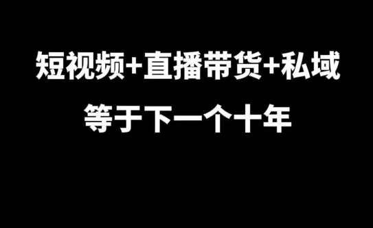 短视频+直播带货+私域等于下一个十年，大佬7年实战经验总结|无忧资源社