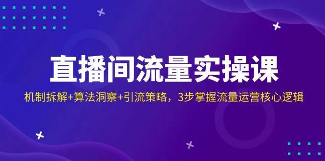直播间流量实操课：机制拆解+算法洞察+引流策略，3步掌握流量运营核心逻辑|无忧资源社