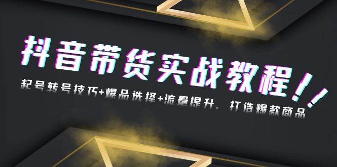 （13526期）抖音带货实战教程：起号转号技巧+爆品选择+流量提升，打造爆款商品|无忧资源社