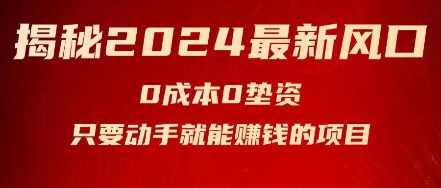 （11727期）揭秘2024最新风口，0成本0垫资，新手小白只要动手就能赚钱的项目—空调|无忧资源社