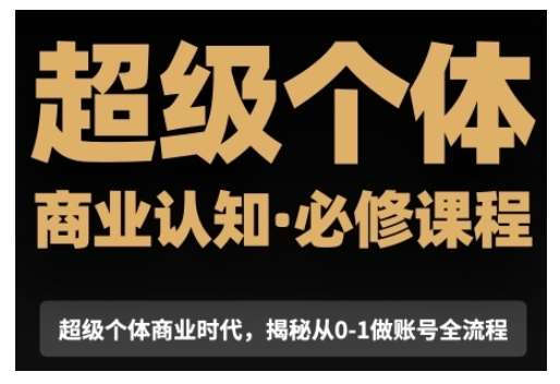 超级个体商业认知觉醒视频课，商业认知·必修课程揭秘从0-1账号全流程|无忧资源社