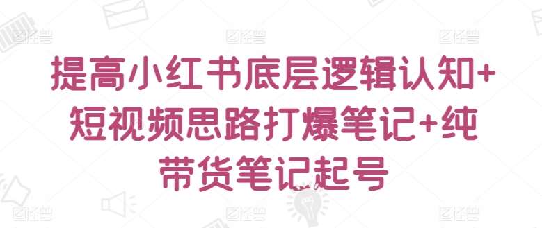 提高小红书底层逻辑认知+短视频思路打爆笔记+纯带货笔记起号|无忧资源社