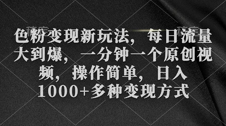 （9282期）色粉变现新玩法，每日流量大到爆，一分钟一个原创视频，操作简单，日入1…|无忧资源社