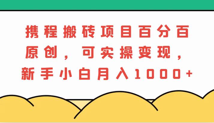 携程搬砖项目，百分百原创，可实操变现，新手小白月入1000+|无忧资源社