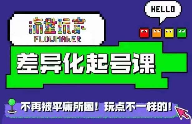 流量玩家差异化起号课，​拒绝平庸，打造内容差异化快速起号|无忧资源社