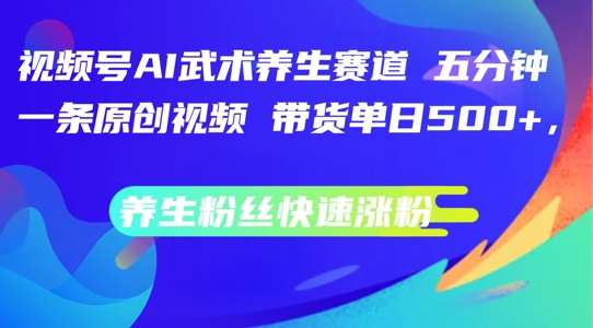 视频号AI武术养生赛道，五分钟一条原创视频，带货单日几张，养生粉丝快速涨粉【揭秘】|无忧资源社