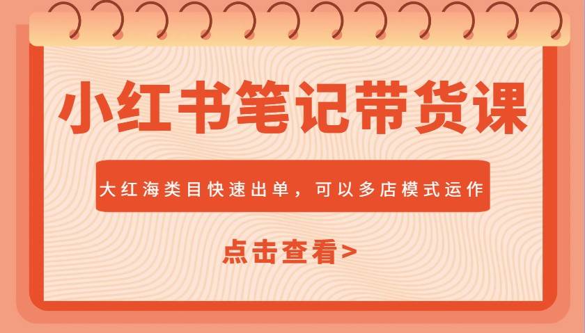 小红书笔记带货课，大红海类目快速出单，市场大，可以多店模式运作|无忧资源社