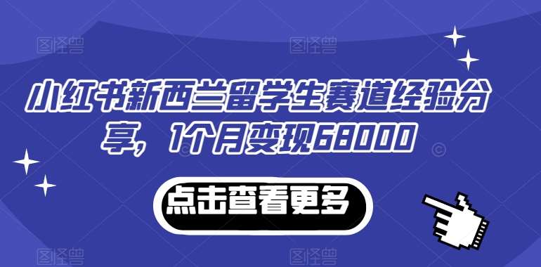 小红书新西兰留学生赛道经验分享，1个月变现68000【揭秘】|无忧资源社