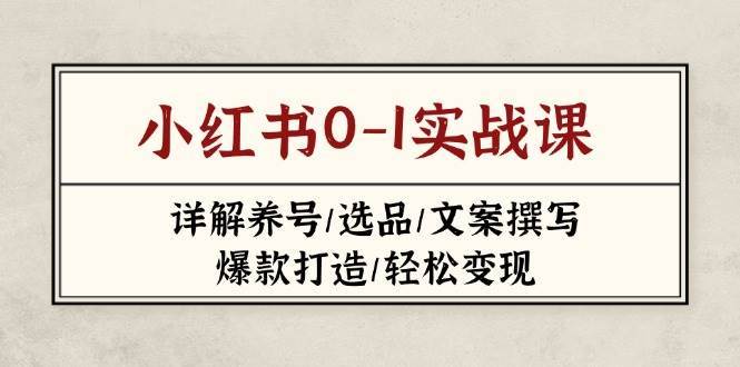 小红书0-1实战课(2023-2025)，详解养号/选品/文案撰写/爆款打造/轻松变现|无忧资源社