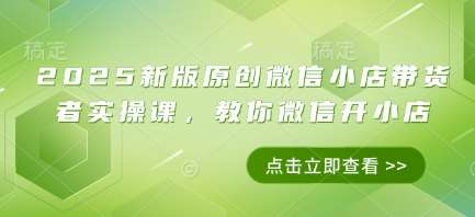2025新版原创微信小店带货者实操课，教你微信开小店|无忧资源社