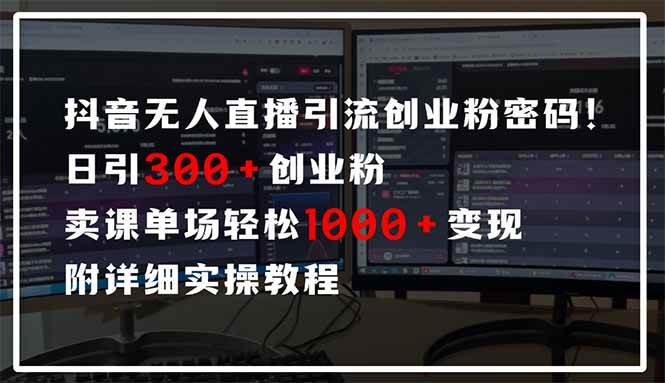 （14564期）抖音无人直播引流密码！日引300+创业粉 单场轻松1000+变现 附详细实操教程|无忧资源社
