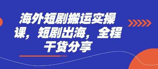 海外短剧搬运实操课，短剧出海，全程干货分享|无忧资源社