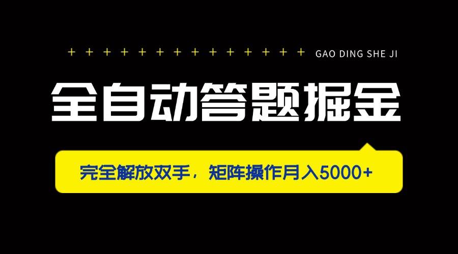 （14337期）全自动答题掘金，完全解放双手，矩阵操作月入5000+|无忧资源社