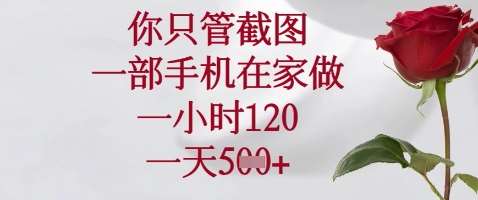 你只管截图，一部手机在家做，苹果安卓都可以，一小时120，一天5张+【揭秘】|无忧资源社