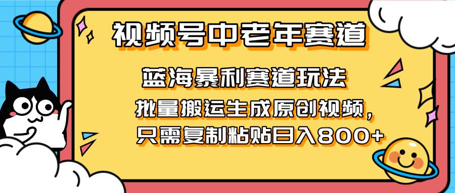 （14314期）2025视频号中老年短视频蓝海暴利风口！复制粘贴搬运视频单日赚800+，无…|无忧资源社