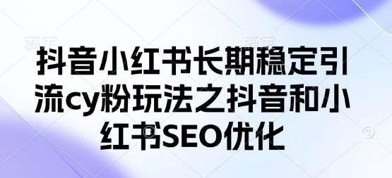 抖音小红书长期稳定引流cy粉玩法之抖音和小红书SEO优化|无忧资源社