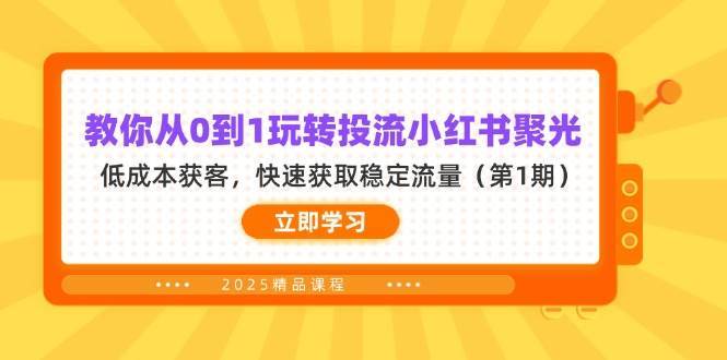 教你从0到1玩转投流小红书聚光，低成本获客，快速获取稳定流量（第1期）|无忧资源社