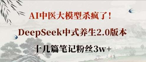 AI中医大模型杀疯了！DeepSeek中式养生2.0版本，十几篇笔记粉丝3w+|无忧资源社