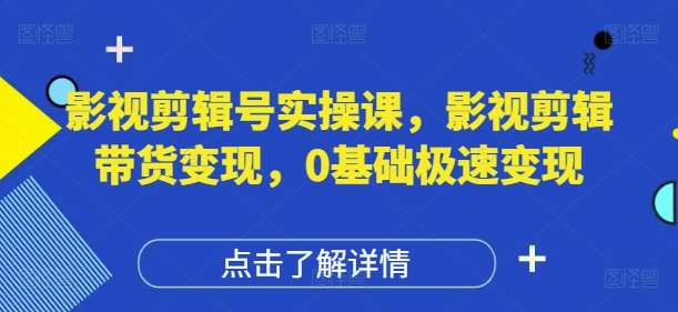影视剪辑号实操课，影视剪辑带货变现，0基础极速变现|无忧资源社